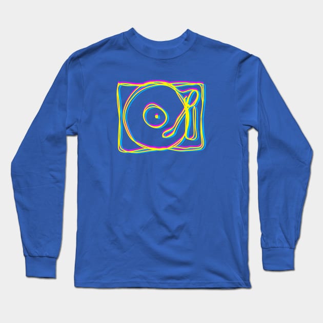 Record Player LineArt Long Sleeve T-Shirt by AKdesign